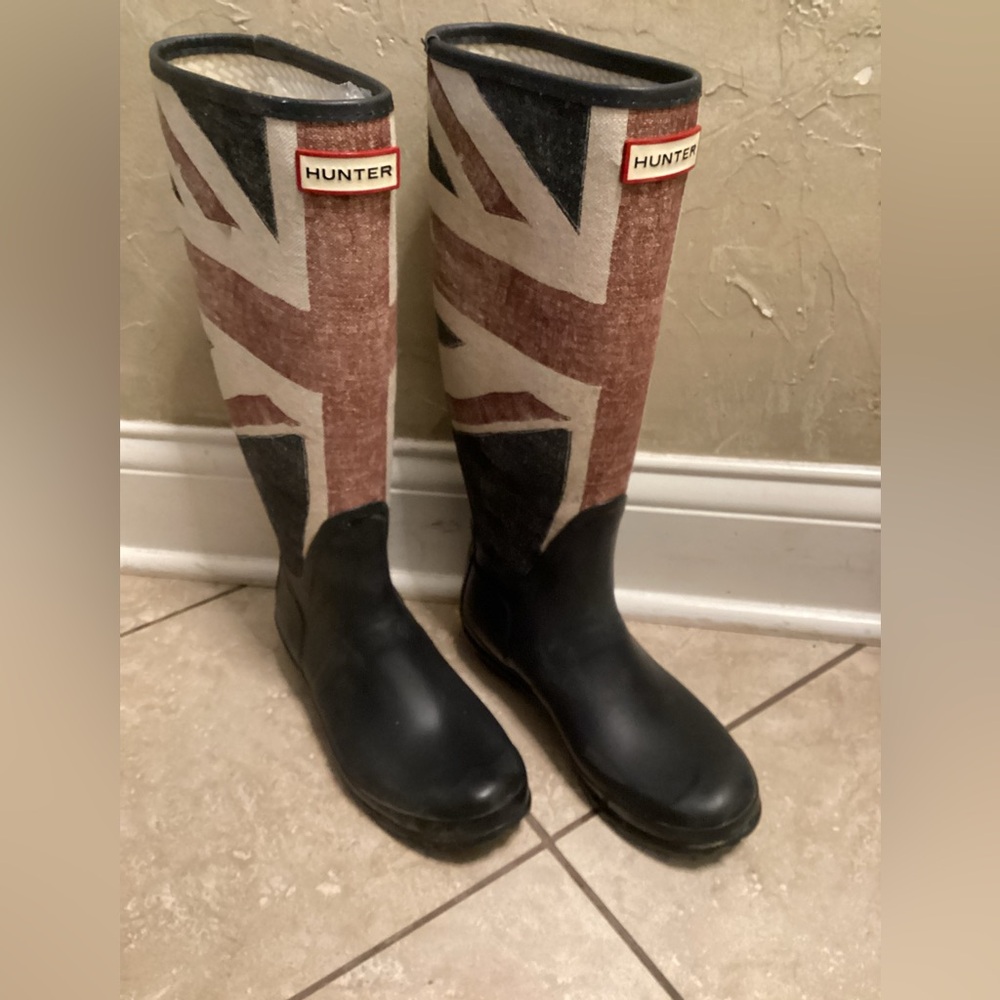 Hunter Black and Brown Winter Rain Boots